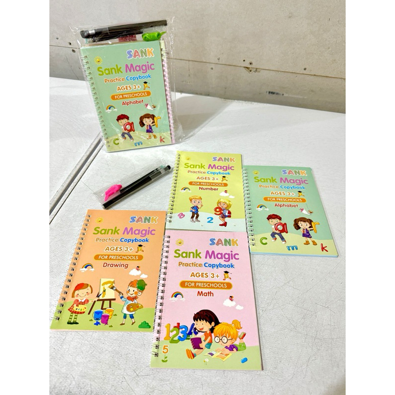 

Buku toddler belajar menulis angka huruf. SANK MAGIC BOOK isi 4 +alat tulis