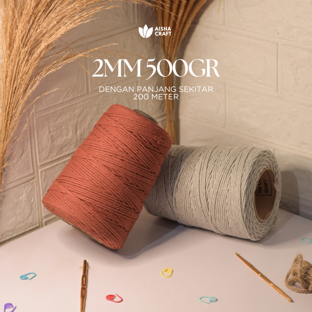 Tali Katun Macrame Warna 2MM 500GR 3PLY