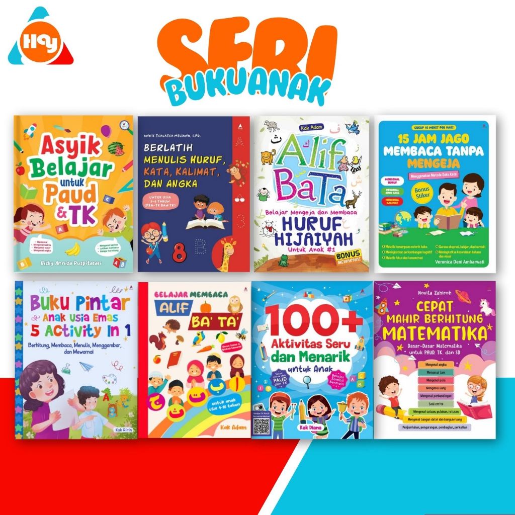 Buku Anak Berlatih Menulis, Mengeja, Membaca Dan Berhitung | Huruf,Kata,Kalimat,Angka,Hijaiyah dan M