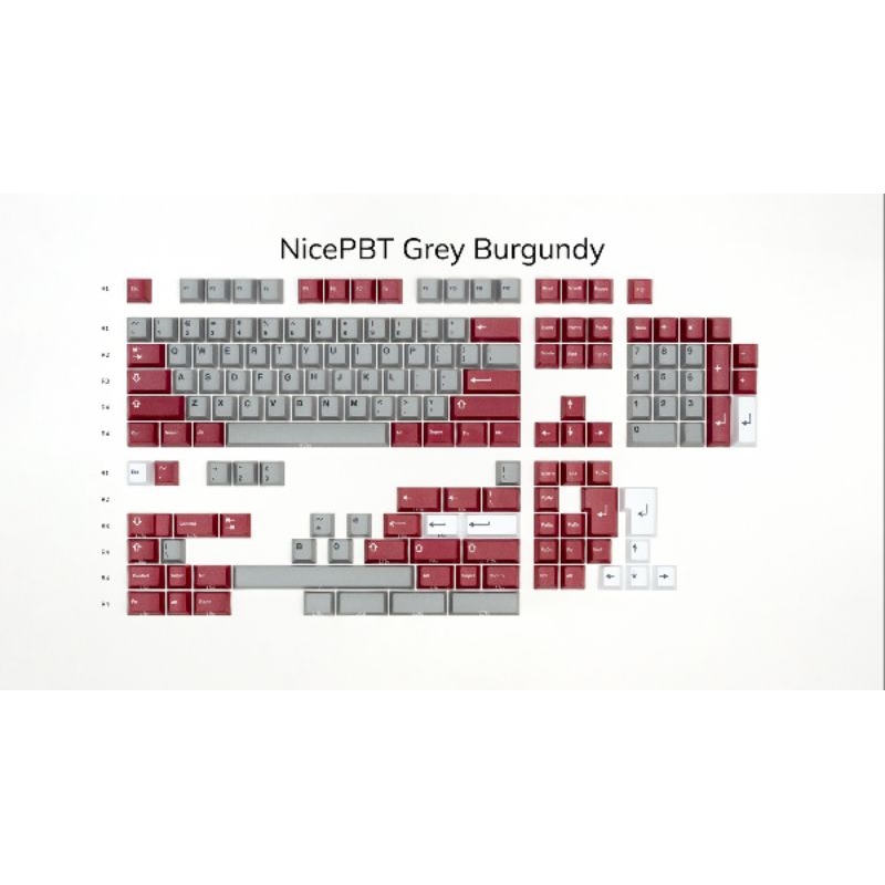 Nicepbt Grey Burgundy Keycaps