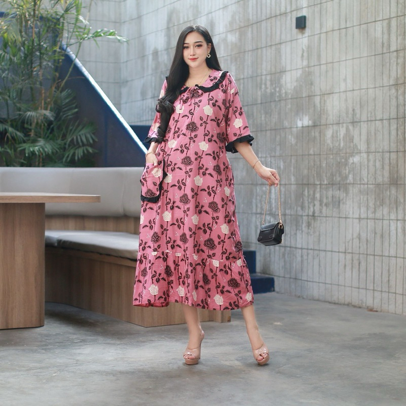 DASTER JUMBO LD 130 POLOS BUSUI HOMEDRESS | DASTER BATIK SUPER BAHAN RAYON PREMIUM DASTER LENGAN PEN