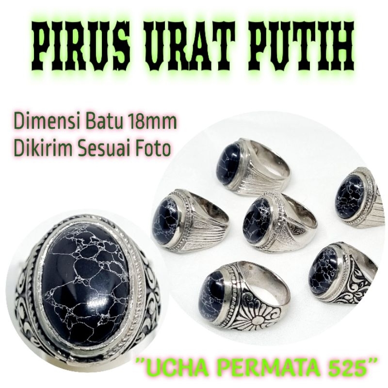 cincin pirus hitam urat putih / pirus persia / cincin batu akik pirus hitam ceplok kuro