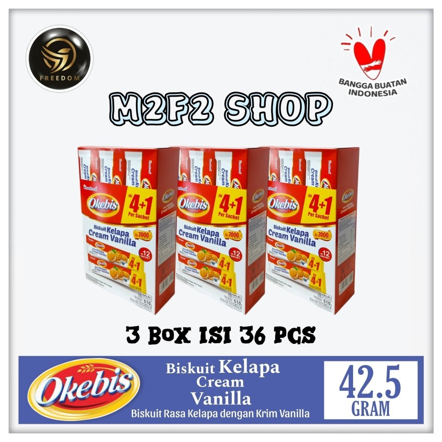 

Okebis Biskuit Kelapa Cream Vanilla | Krim Vanila Sachet - 42,5 gr (Kemasan 3 Box)