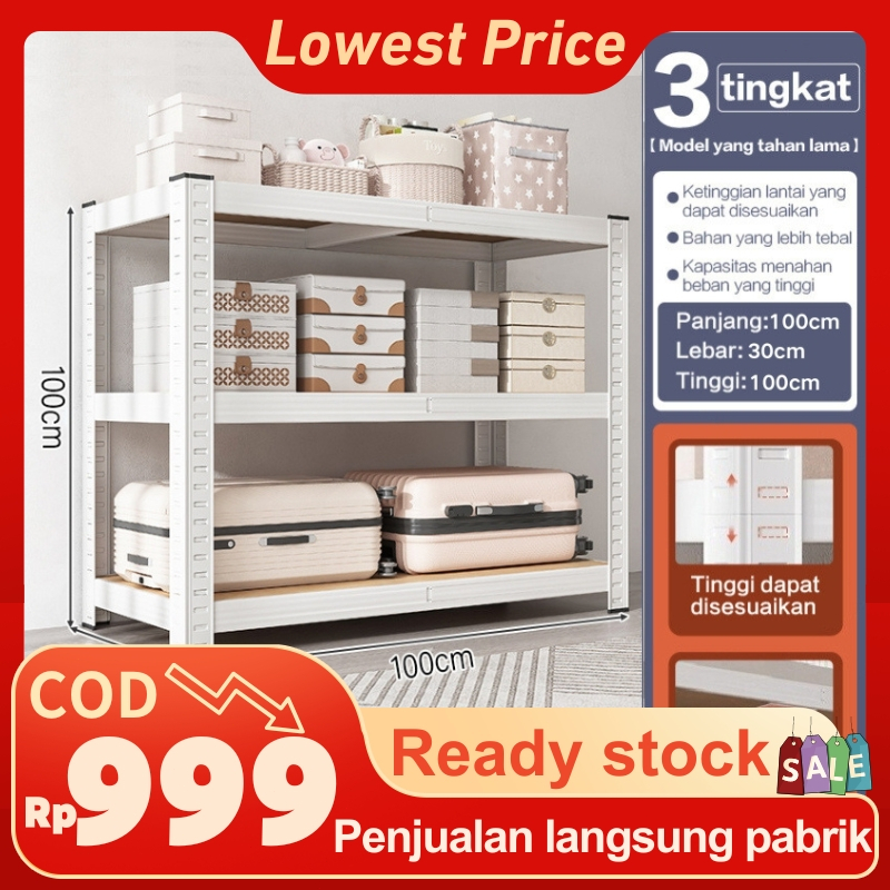 【 ✅Lowest Price】Rak serbaguna  Rak besi Rak besi siku lubang Rak susun serbaguna/Rak gudang /Rak bar