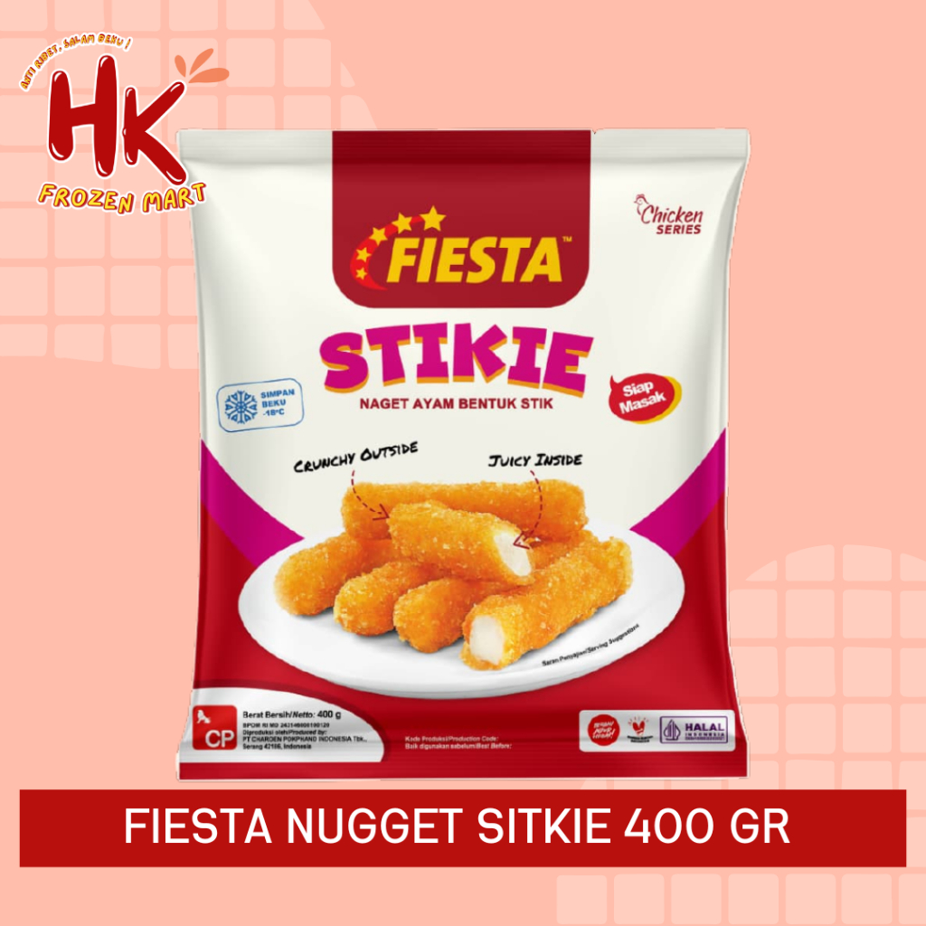 

Fiesta Chicken Nugget Stikie 400 gr KEMASAN BARU | naget ayam premium termurah HK Frozen Mart