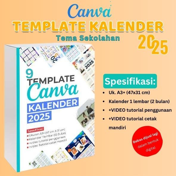 SOFTFILE Kalender Sekolahan 2025 Paket Template Canva Kalender 2025 Koleksi Template Desain Canva Gr