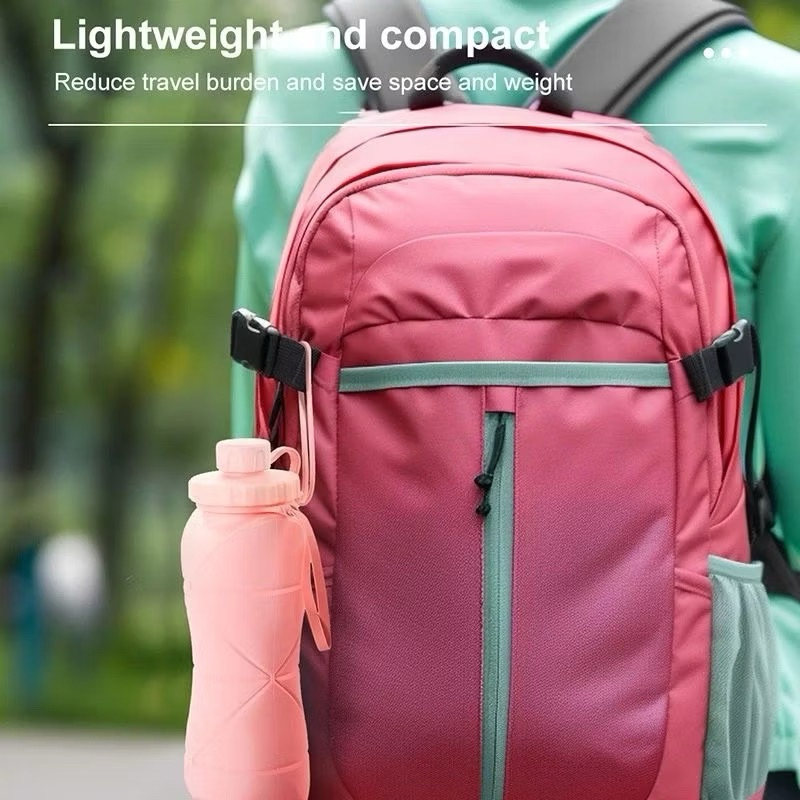 Botol Air Lipat Silikon Portabel Reusable 600ml / Botol Air Olahraga Lipat / Botol Serbaguna