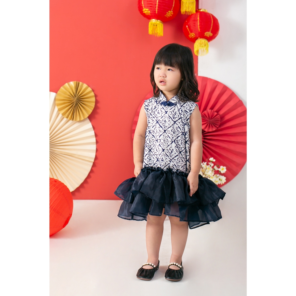 Yumei Dress Baju Imlek Batik Anak Perempuan - Cheongsam Gaun Pesta Anak CNY 2026