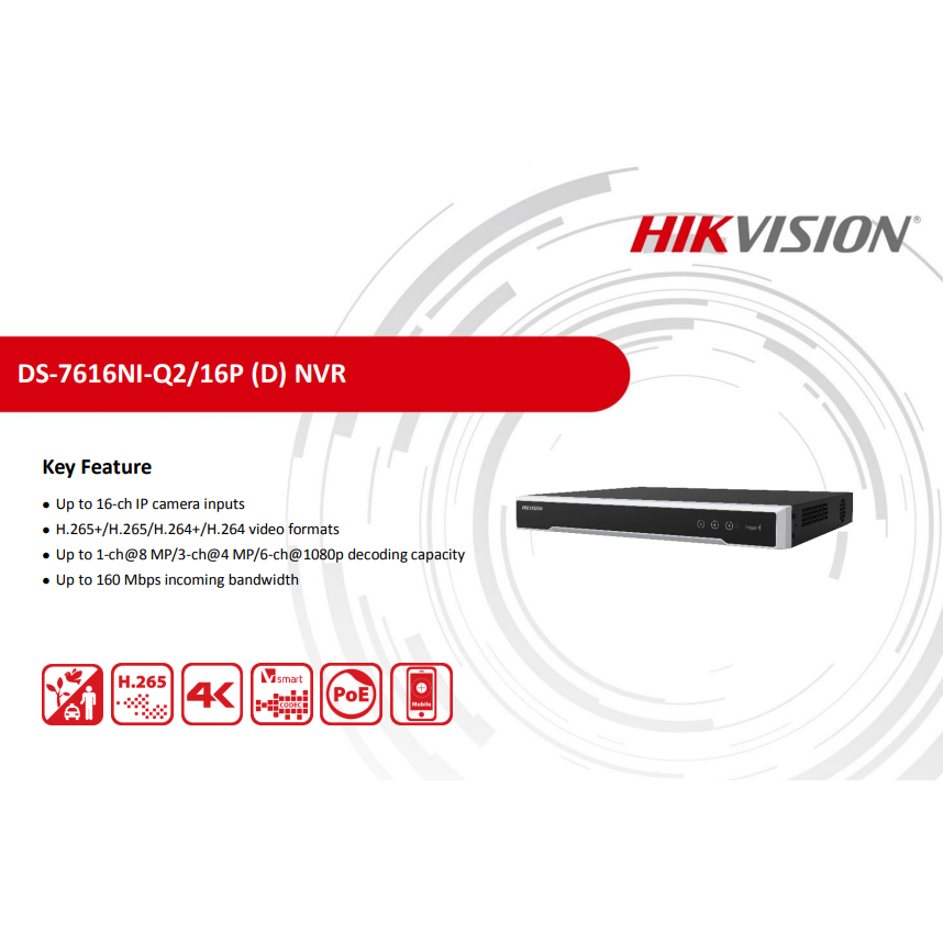 DS-7616NI-Q2/16P (D) NVR HIKVISION