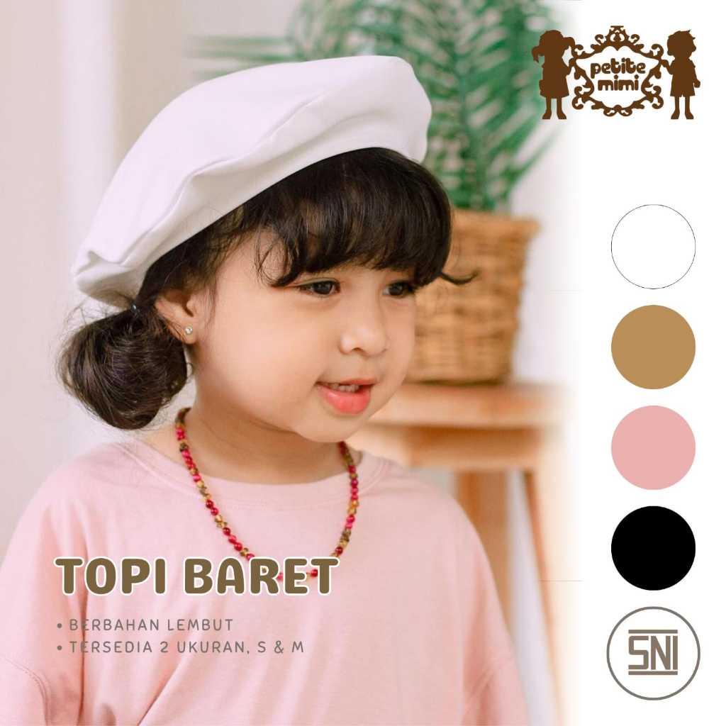 Petite Mimi Topi Baret Anak / Topi Hijab Anak Lucu / Topi Balita Lucu / Topi Hijabers Anak