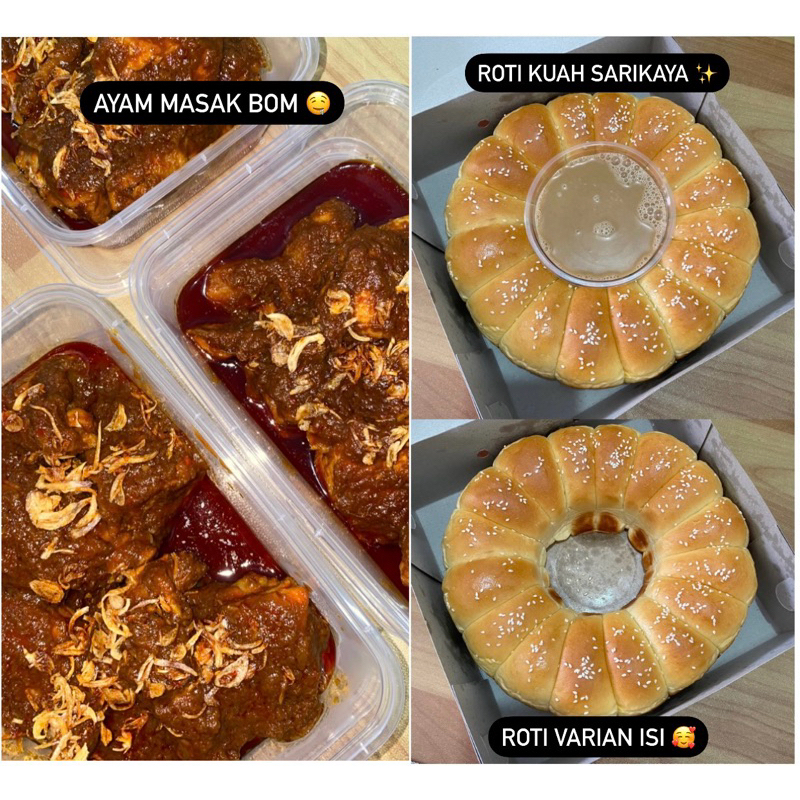 

[ONLY INSTANT] PRE ORDER - AYAM MASAK B0M | ROTI KUAH SARIKAYA | ROTI VARIAN ISI