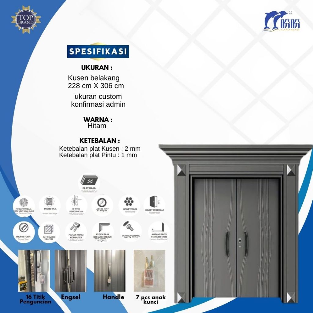 PINTU BAJA DOUBLE PANPAN/PINTU BAJA/PINTU DEPAN RUMAH/PINTU UTAMA