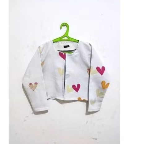 cardigan wanita lengan panjang crop putih