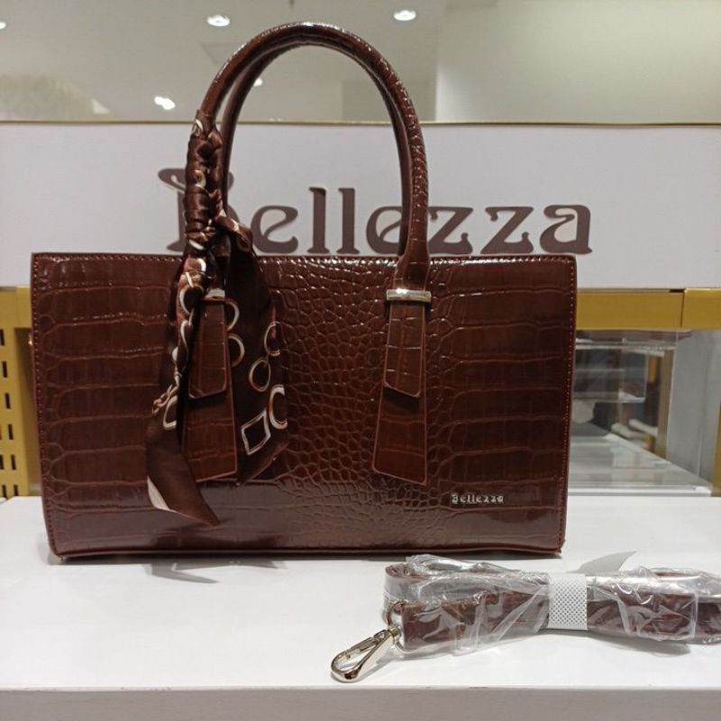 Terbaru Bellezza 23210 Produk Original Depstore - Tas Wanita Handbag Selempang - Croco - Mengkilap