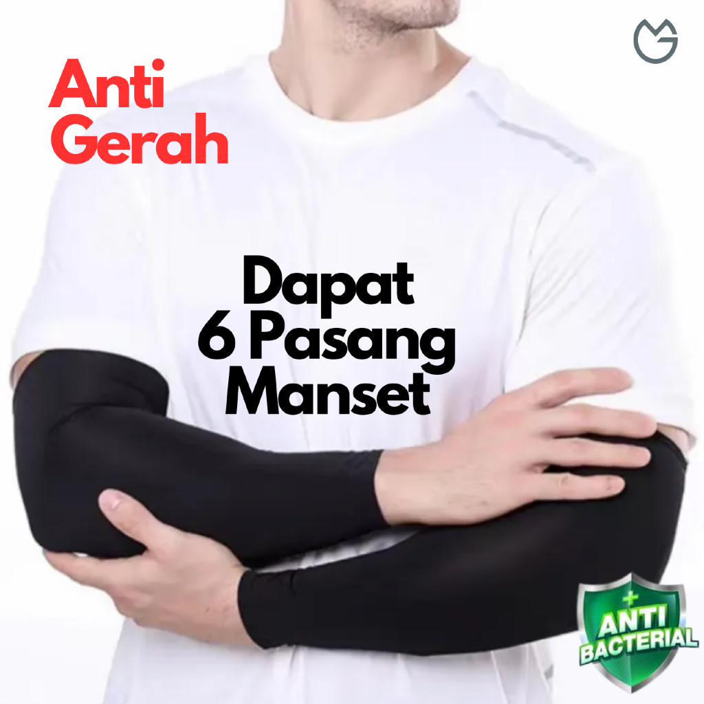 Isi 6 Manset Tangan Pria Wanita Emga MX1D Panjang Polos Pelindung Lengan Pendek Arm Sleeves Unisex M