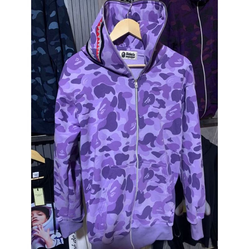 HOODIE ZIPPER BAPE UNGU LILAC MIRROR 1:1