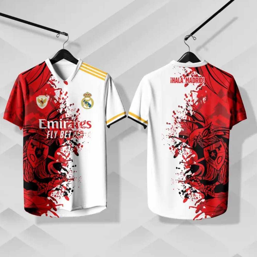 Jual jersey timnas x madrid motif merah putih full printing dan free nickname free custom