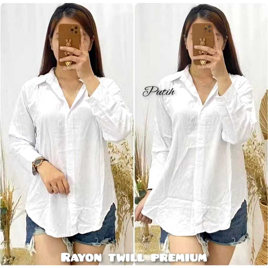 KEMEJA KERJA POLOS WANITA / KEMEJA BLOUSE WANITA FULL KANCING BAHAN ADEM/