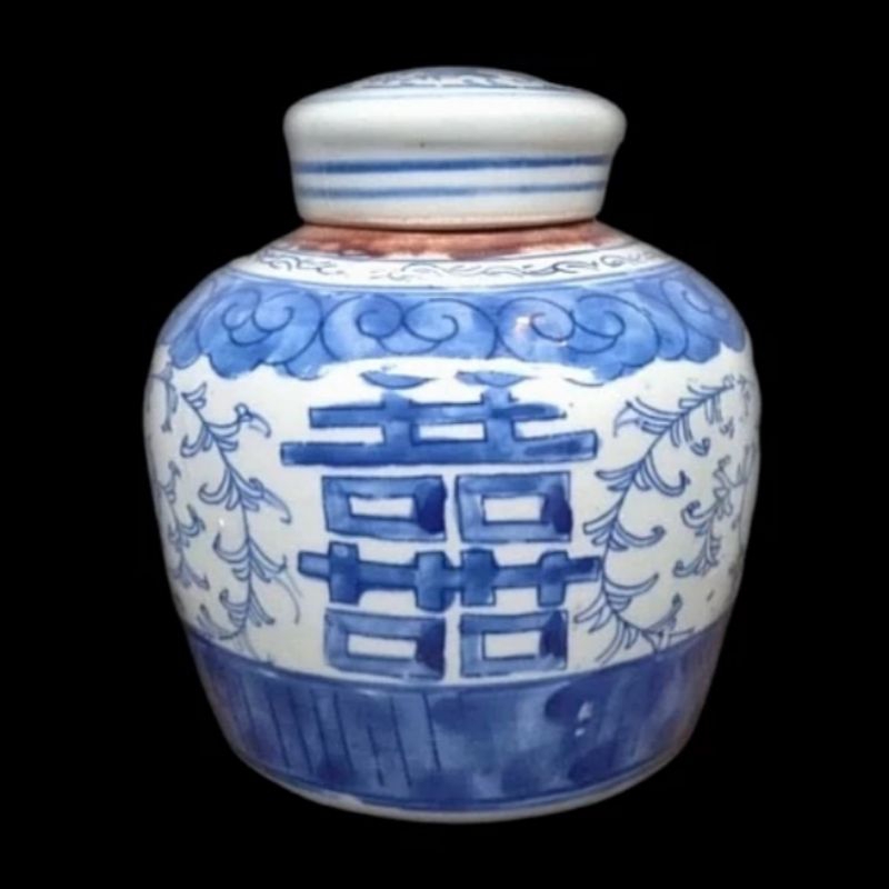 Barang Jadul Porselen Tempat Garam Double Happines Lukis Antik