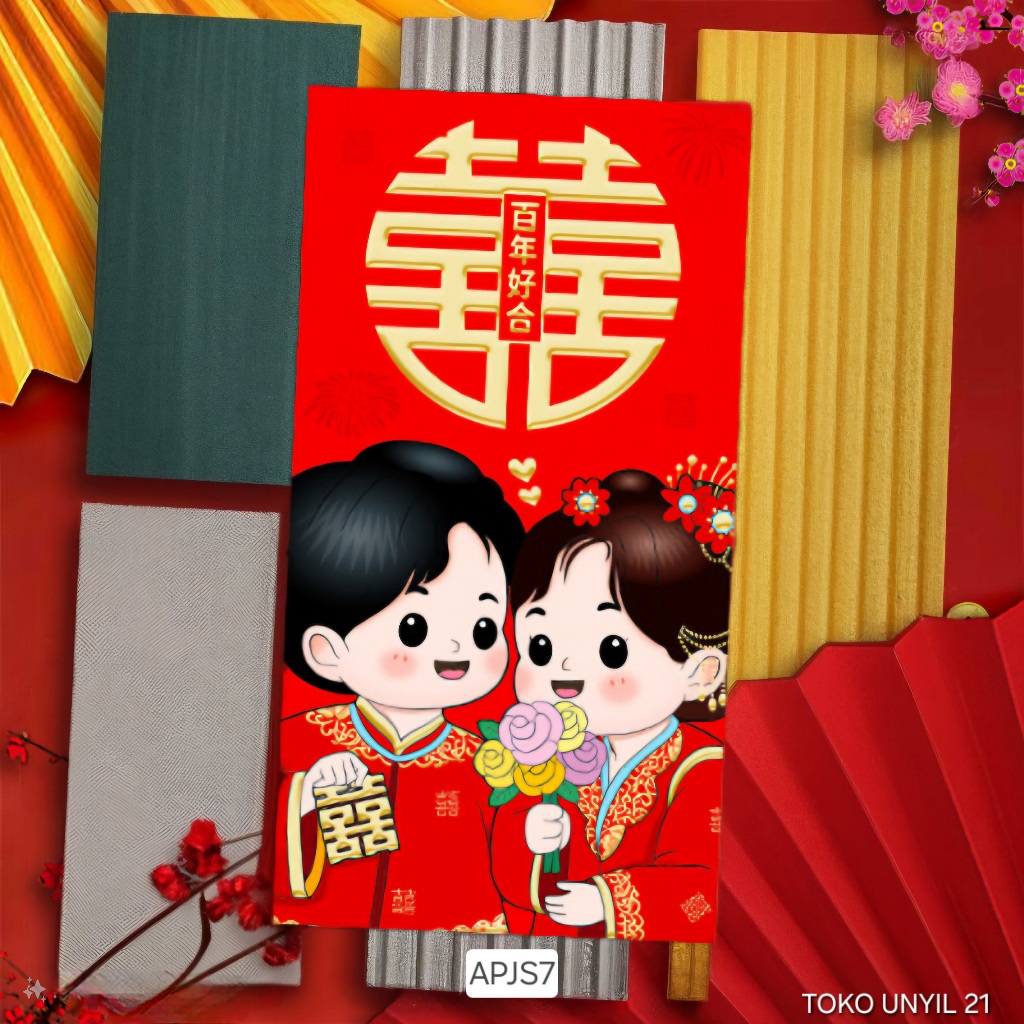 

APJS7 Angpao Shuang Xi Panjang Maroon, Angpao Wedding Sangjit / Angpao Imlek Premium Besar Best Wishes