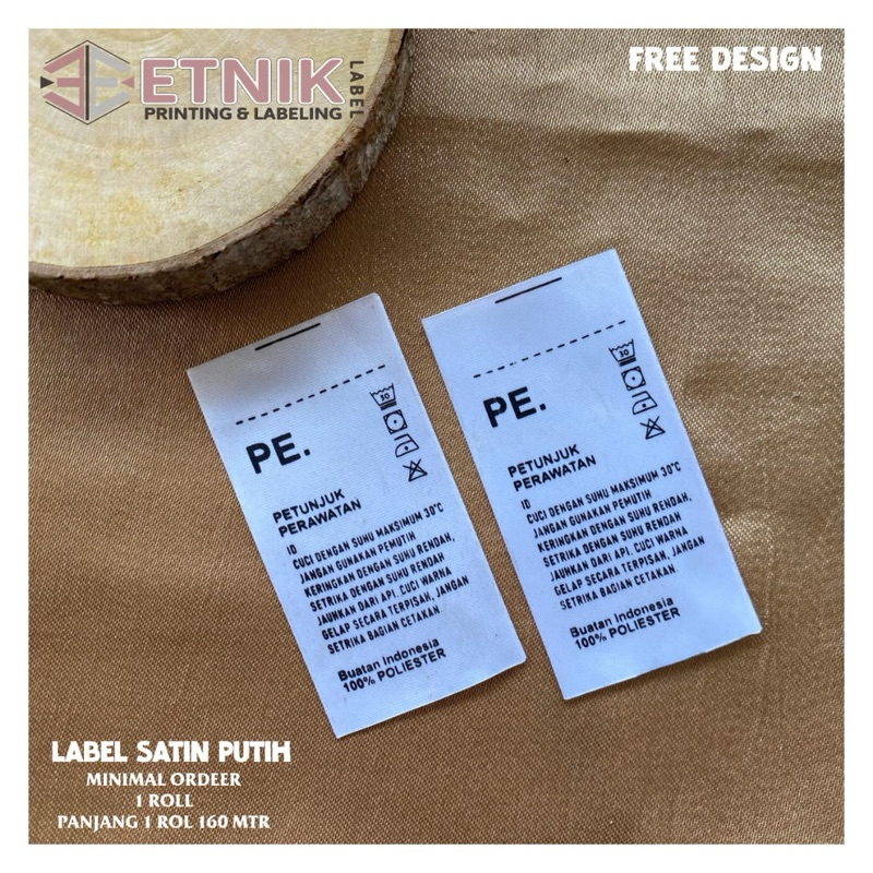 LABEL SATIN CUSTOM satin lokal/label sablon/satin printing/label baju murah/panjang 160M/satin label