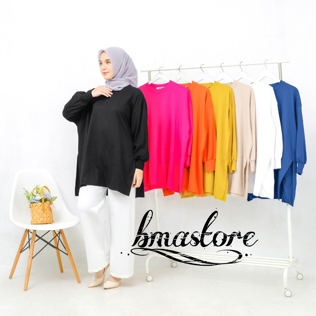 baju tunik wanita kaos atasan oversize terbaru kekinian kaos olos big size ld 130 cm