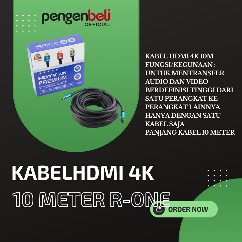 R-One Kabel HDMI 4K 10 Meter - KABEL HDMI 4K 10M / HDMI CABLE 10 METER 4K R-ONE / PROMO KABEL HDMI 4