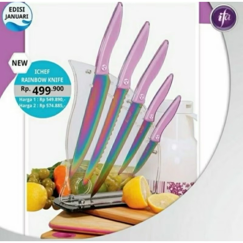 Pisau Titanium rainbow ifa cookware 6pcs