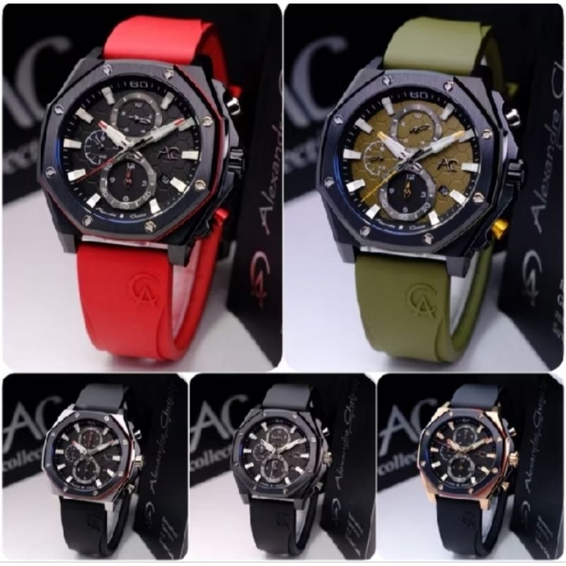 Original Jam tangan pria Alexandre christie ac9601/ ac 9601 GC rubber strap