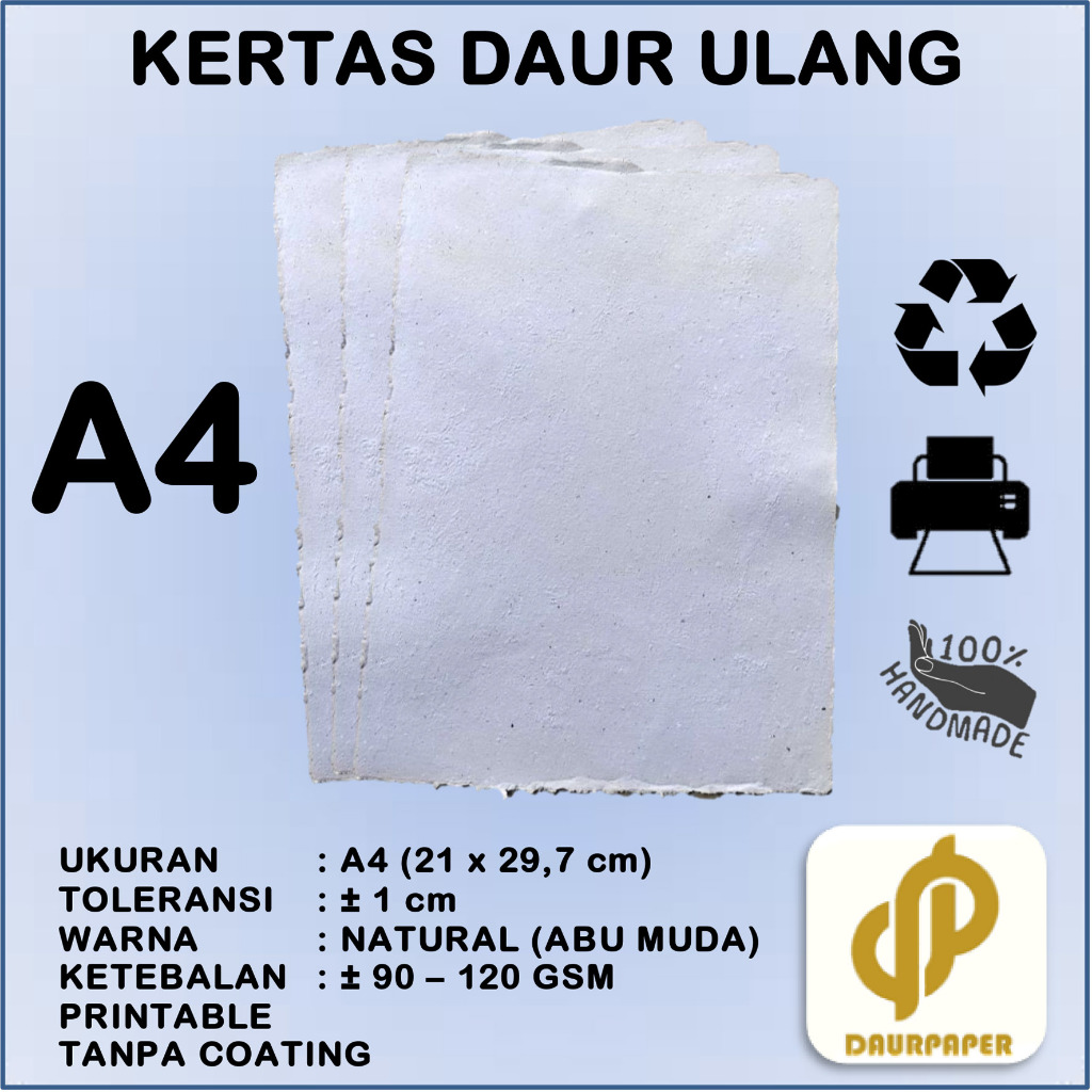 

DAURPAPER Kertas Daur Ulang Recycle Paper Artic Printable A4 Warna Natural Abu Muda