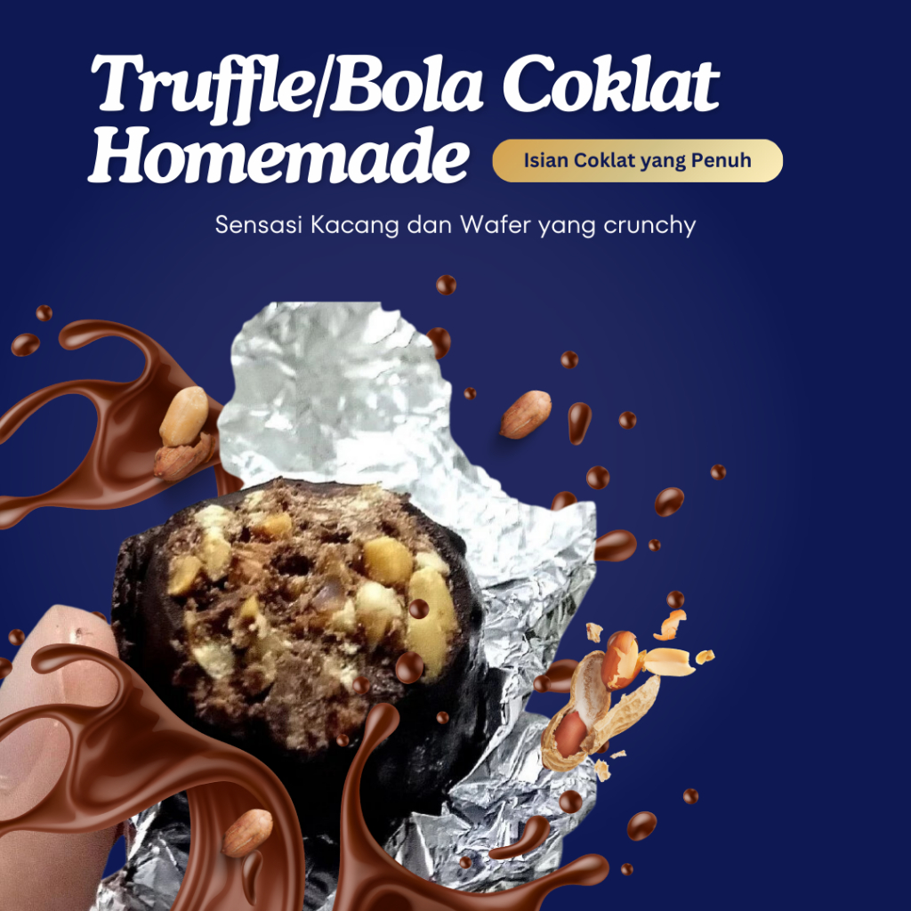 

Cemilan Snack Bola Coklat Malaysia / Coklat Arab Truffle Isi Kacang Homemade