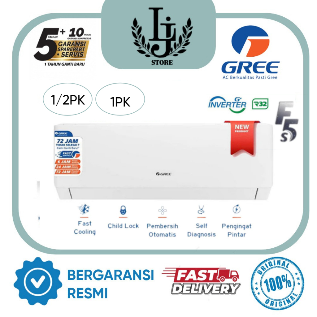 AC Gree Inverter GWC05F5S /GWC09F5S/S AC Gree 1/2PK  / 1PK AC Inverter Gree F5S