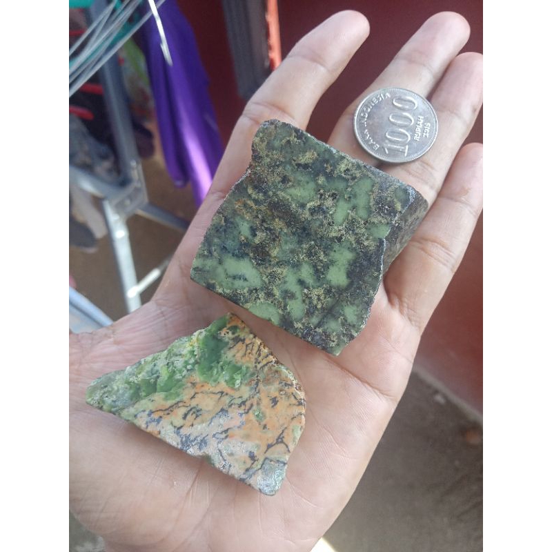 ✅ 2 pcs Batu Badar Loreng Sungai Dareh ( Rough / Bahan Batu Akik asli Solok Selatan - bukan bacan ob