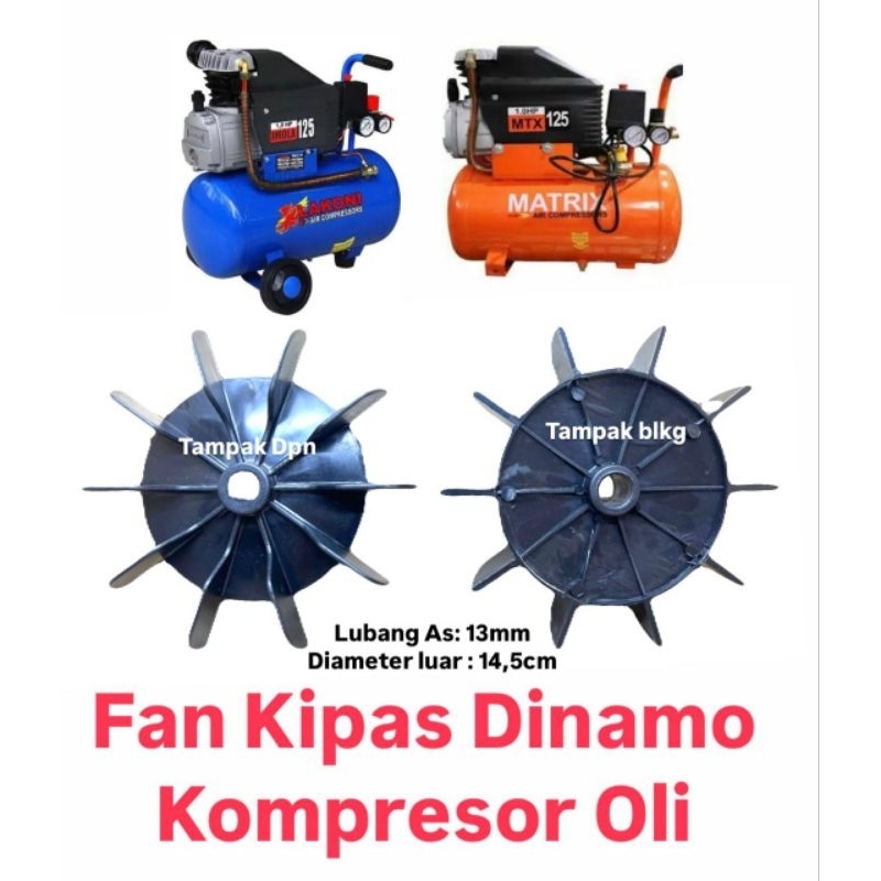 FAN OLI Kipas plastik Dinamo kompresor direct listrik 3/4 pk dan 1 pk fan pendingin kompresor Lakoni