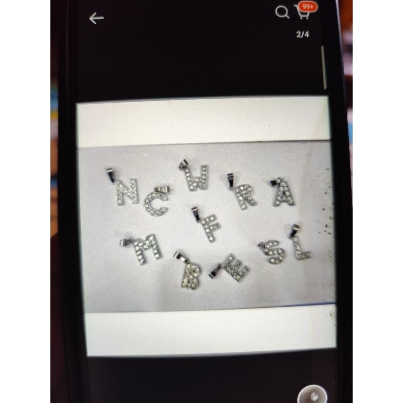 eceran liontin atau bandul kalung huruf huruf A samapi Z permata bahan rodium silver