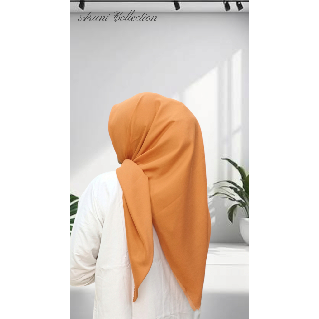 ORANGE - Hijab Polos Segi Empat Warna Orange Lasercut Bahan Voal - Voal Ultrafine - Tryspan Ultrafin