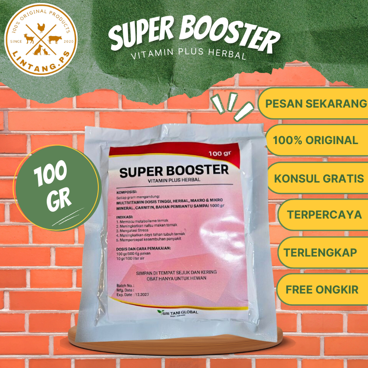 Super Booster 100 gram - Suplemen untuk Nafsu Makan Ternak - Obat Nafsu Makan Sapi - Obat Nafsu