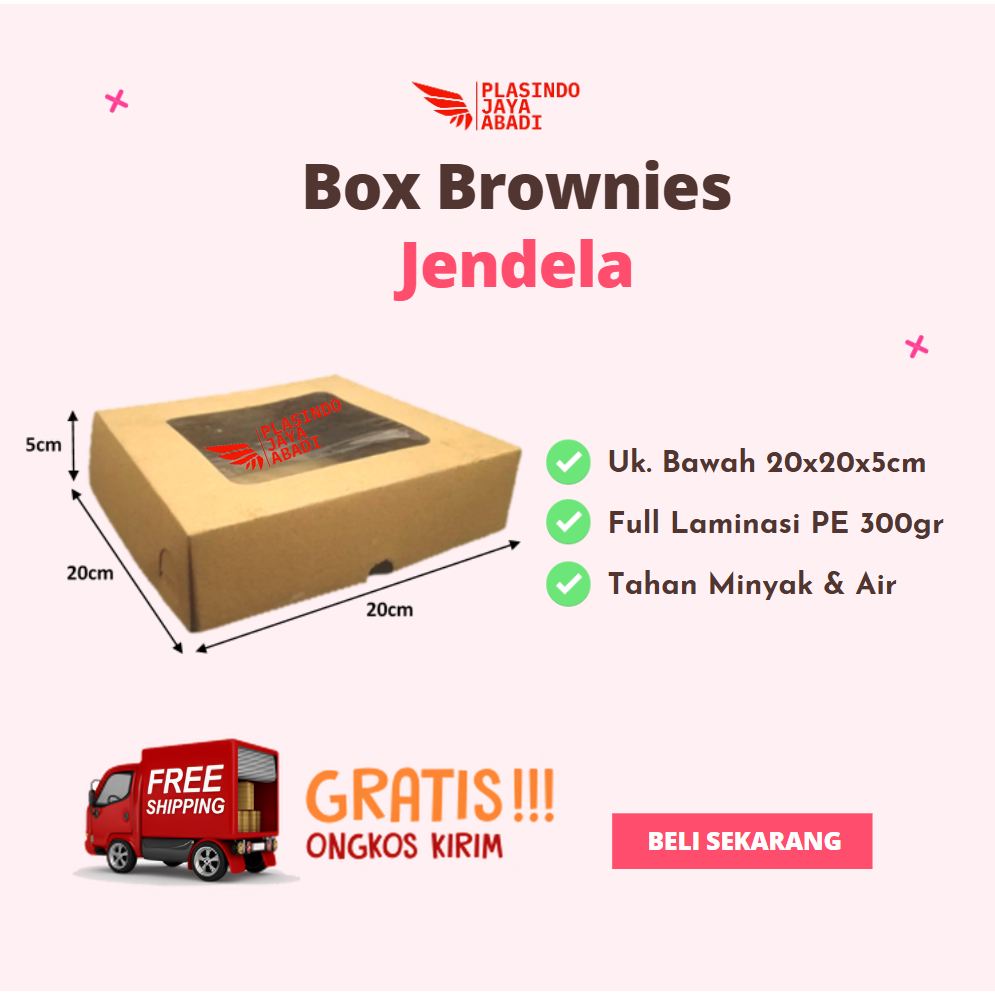 

(1pcs) Box Brownies Jendela Kraft 20x20x5cm Full Laminasi / Kotak Kue Transparan / Dus roti / Dus pizza / Dus parcel