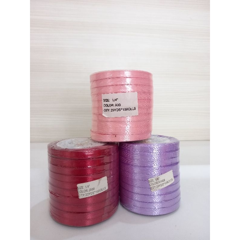 

Pita Satin 1/4 inch/Isi 10 Roll/Pita Kado/Pita kain
