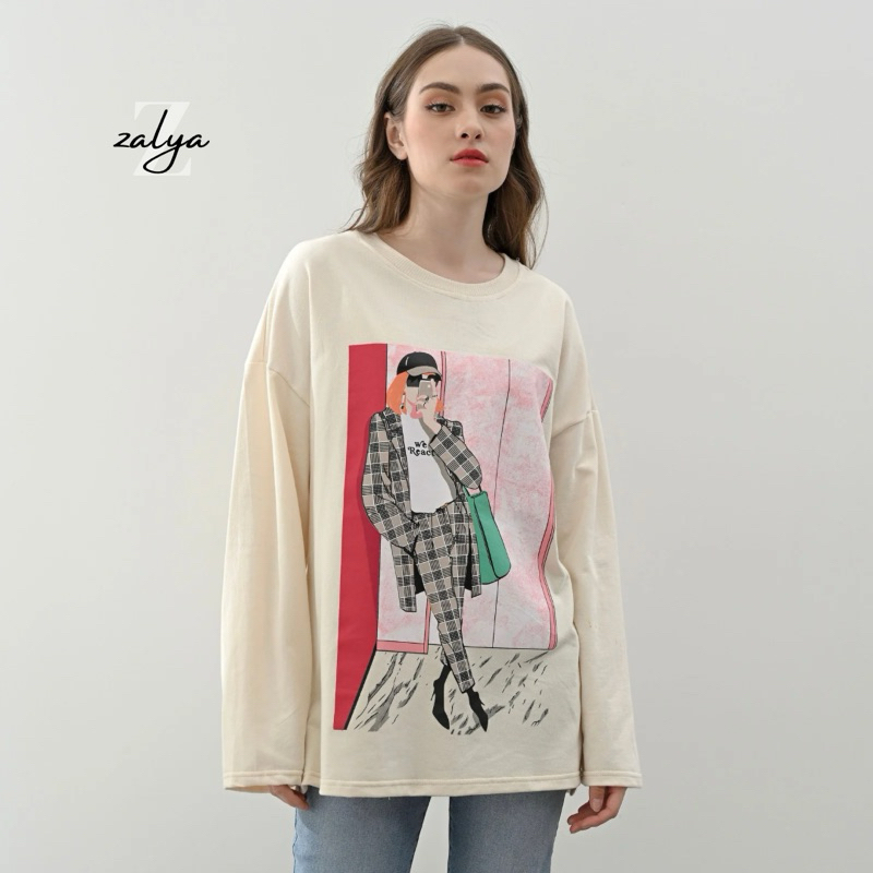 ZALYA - zara girl slit oversized pastel sweater babyterry premium