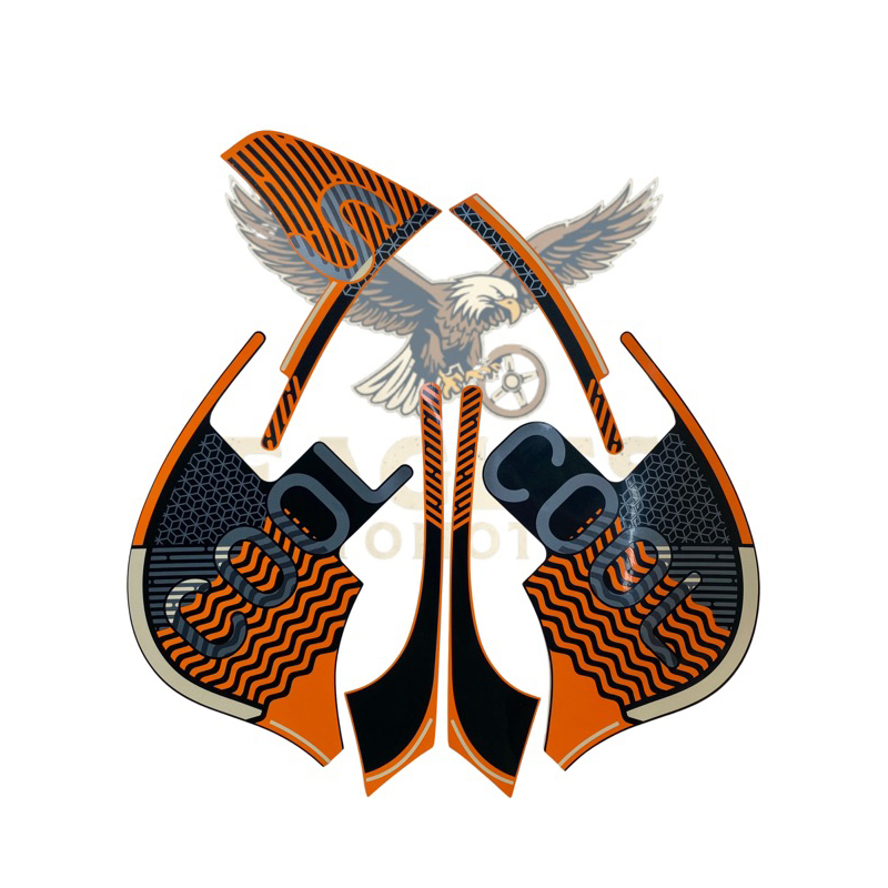 Sticker striping motor scoopy fashion hitam orange 2022