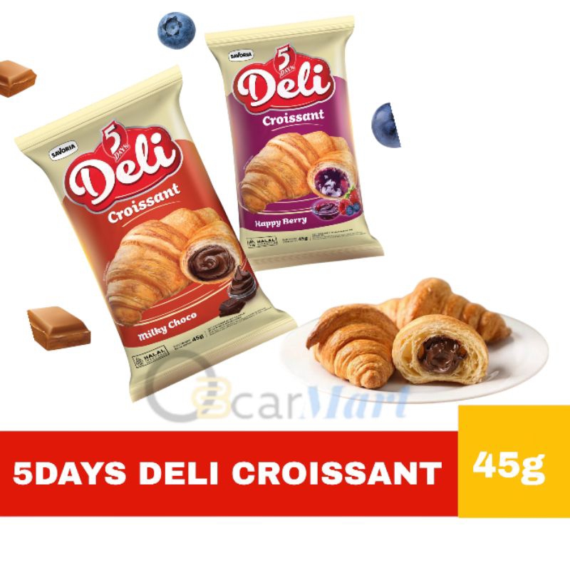 

5 DAYS DELI Roti Croissant Cokelat 45g Satuan