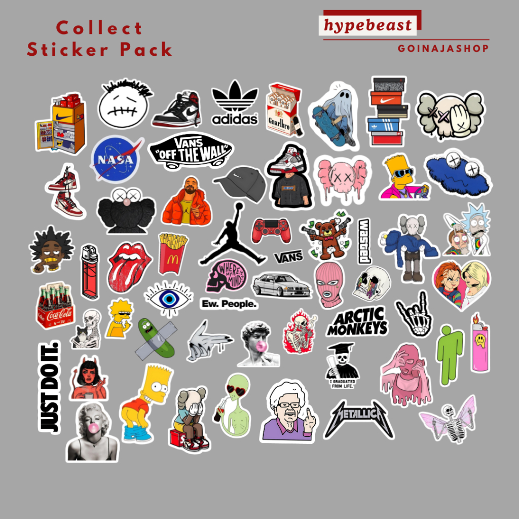 

Sticker Hypebeast 60 Pcs Bahan Vinyl anti air untuk Sticker HP - Laptop - Motor - Mobil - Helm-Tumbler