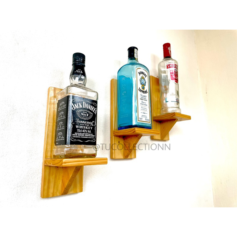 [PROMO] Rak Dinding untuk Botol Pialas pot gelas bunga hiasan dinding simpel dan kuat dari kayu asli