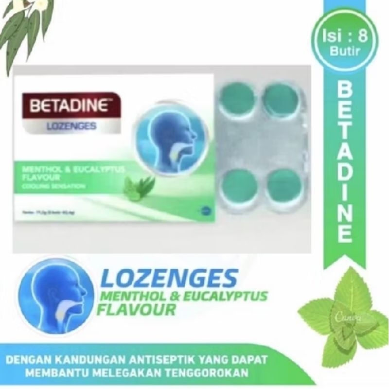 

permen Betadine sore throat lozenges sakit tenggorokan 8 butir / permen pelega tenggorokan