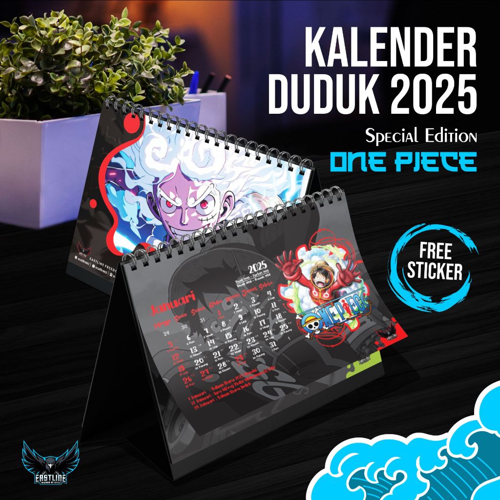 

Kalender Meja Duduk Desk Calendar Anime Premium One Piece 2025 Isi 12 Lembar AP260 Ukuran A5