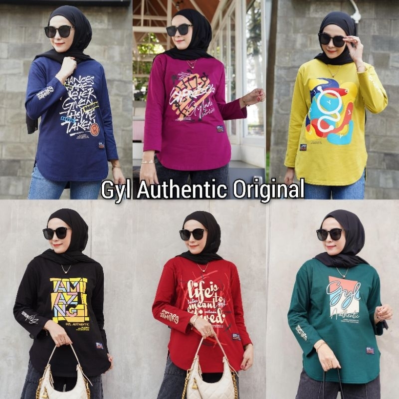 Top Slite Ovale  By Gyl Authentic Atasan Kaos Wanita Lengan Panjang Combed 20s Premium Original