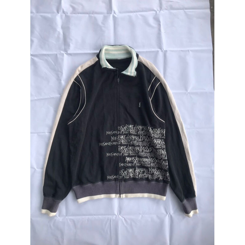 Vintage Yves Saint Laurent print Pour Homme Zip Sweatshirt