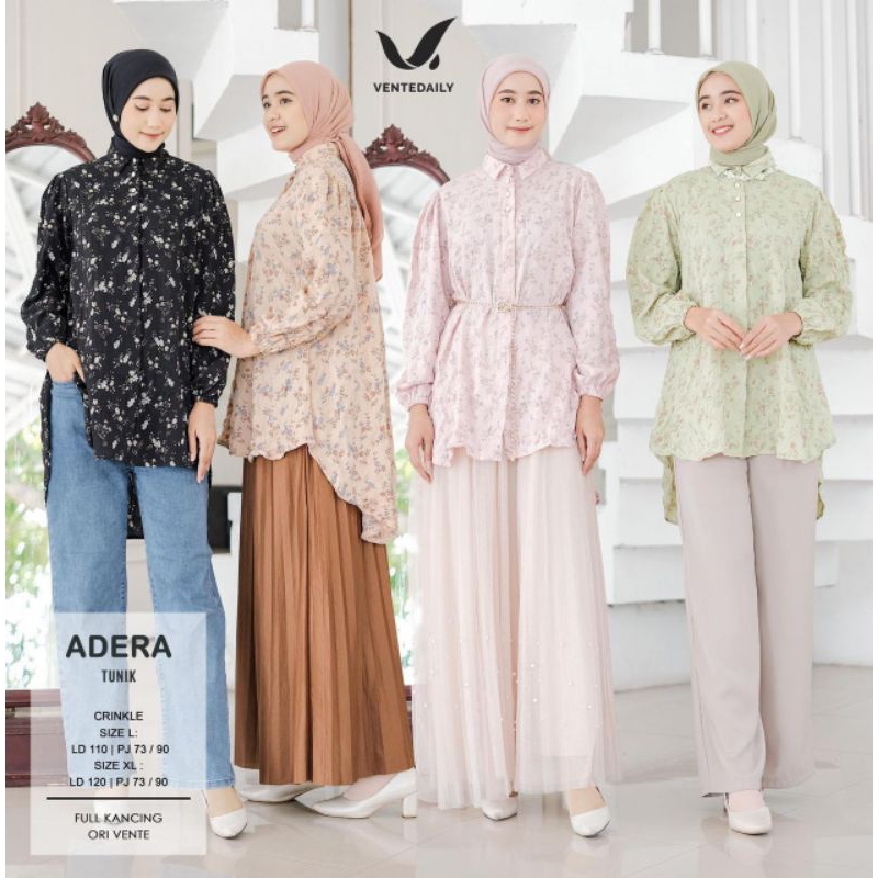 New Adera Tunik Atasan Tunik Full Motif Bahan Crinkle Motif Bunga Tunik Terbaru Original Vente Daily