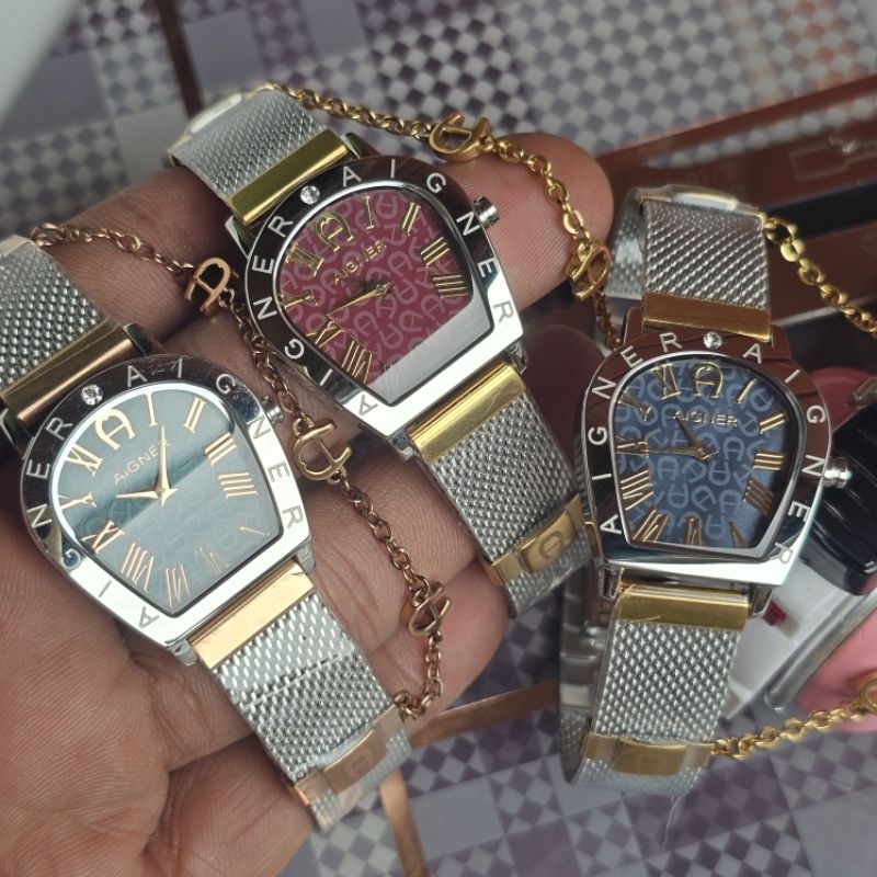 Aigner Cremona Nuovo A22200 Case Silver Jam Tangan Wanita Original